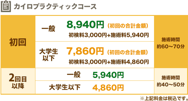 カイロプラクティックコース料金